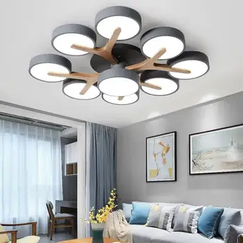 Модерен тавана лампа Macaron Творческа дървена вътрешна потолочное осветление Висококачествени led лампи, плафониери led блясък