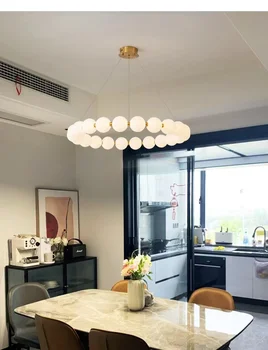 Модерна минималистичная кръгла лампа Творчески лампа за вестибюл спалня луксозна ресторанная лампа Nordic magic bean полилей за хол