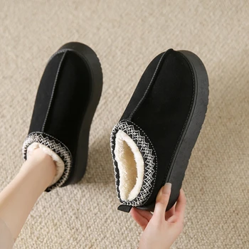 Модни дамски зимни обувки на дебела подметка, обикновена плюшена топли, удобни маратонки, нескользящие чехли, Sapatos Feminino