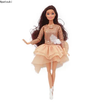 Модно рокля с пайети за кукли Барби, Вечерна рокля с дълъг ръкав и нередовни подолом за кукли Барби 1/6 Аксесоари за кукли Играчки