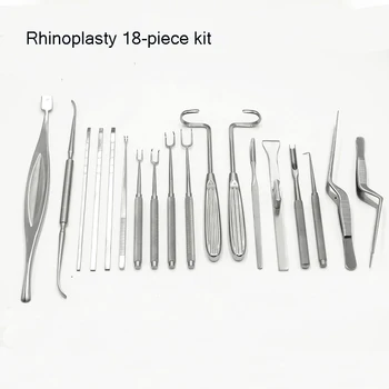 Набор от инструменти за пластична хирургия, комбиниран комплект от 18 теми, нож за облекчаване на носа, нож за костите на носа, на длето, за да кости, двойна ретрактор за нокти