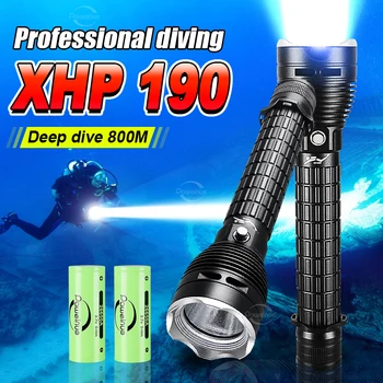 Най-новият Професионален Фенерче за Гмуркане XHP190 IPX8 Подводна Лампа с Висока Мощност Led Светлини Мощен Фенер За Гмуркане с Акваланг