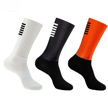Нескользящие силиконови самолетни чорапи, чорапи за колоездене Whiteline, Мъжки вело спортни чорапи за бягане