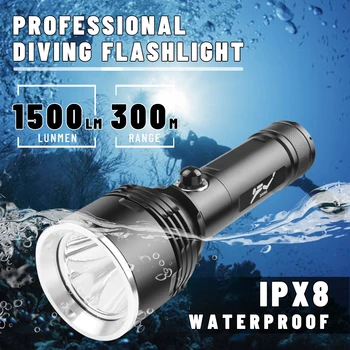 Нов Мощен фенер за гмуркане Super P70 с яркост от 6000 Отблясъци, мощен led фенер за гмуркане IPX8, Водоустойчив Фенер за подводен риболов