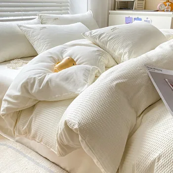 Нов лесен комплект спално бельо с вафли, единични и двойни размер на АБ, двупосочен набор от пододеяльников, матиран памук от четири части