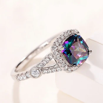 Нов пръстен с цветен кубическим цирконием под формата на възглавници за жени, специални брачни халки, Елегантни дамски пръстени, мода бижута
