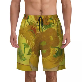 Обичай Плажни шорти бързо съхнещи Мъжки Плажни Шорти С Картина на Винсент Ван Гог, Бански, Бански костюми
