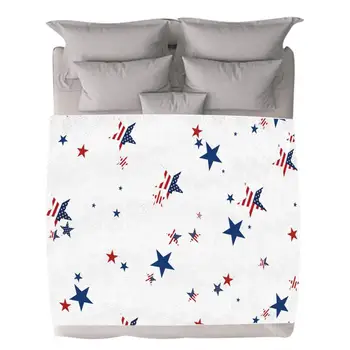 Одеяло с флага на сащ, посветена на 4-ти юли, Одеало с шарките на американския звезден хотел хартата, Меко и дышащее Патриотичното декорация на 4 Юли