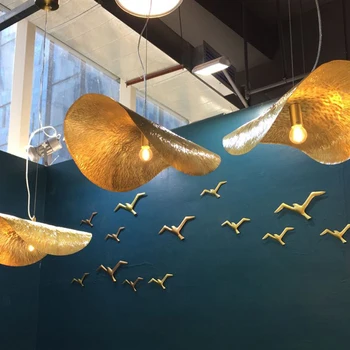 Окачен лампа във формата на листа на златния лотос, Постмодернистская полилей за всекидневна декор столова, кухня, ресторант, висящи осветителни тела