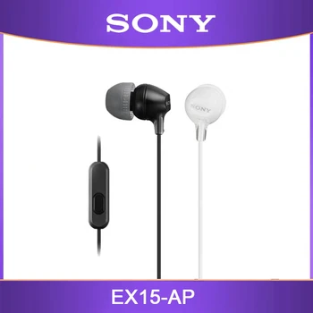Оригинални кабел стерео слушалки Sony MDR-EX15AP 3,5 мм, субуфер с усилвател, стерео слушалки с микрофон за Huawei, Xiaomi