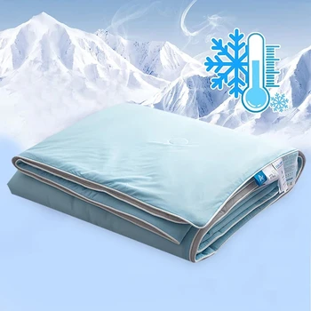 Охлаждащо одеало за легло, Шелковистое одеяло за кондициониране на въздуха, леко охлаждаемое лятно одеало с двойна странична охлаждаща кърпа