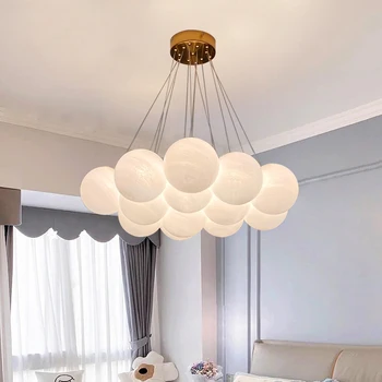 Полилей със стъклена топка; Тавана лампа във френски стил; Модерен минималистичен Окачен лампа Magic Bean Фенер в стил Ins; Окачен лампа за дома