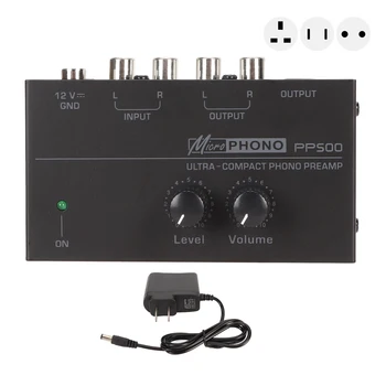 Предусилвател Phono Plug and Play Предусилвател Phono Обръщател с ултра ниски нива на Шум Изход RCA 1/4 инча Компактен вход RCA за плеър грампластинок