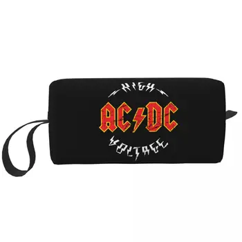 Пътна чанта за тоалетни принадлежности високо напрежение за променлив и постоянен ток, Скъпа рок-хеви-метъл група, Козметичен Органайзер за съхранение на козметика Dopp Box Kit