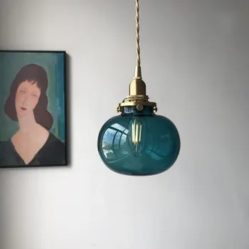 Ретро Led окачен лампа от тъмно стъкло, висящи осветителни тела за хол, спалня, кухня, Декориране на дома, естетичен лампа