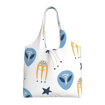 Рисованные космически торби за многократна употреба за пазаруване, сгъваема, моющаяся чанта за пазаруване с калъф