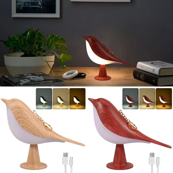 Сензорен ключ, Led настолна лампа, 3 цвята с потъмняване, Нощна Нощна лампа, USB-Акумулаторна Лампа във формата на птица, Шкафче за спалня, Лампа за дома