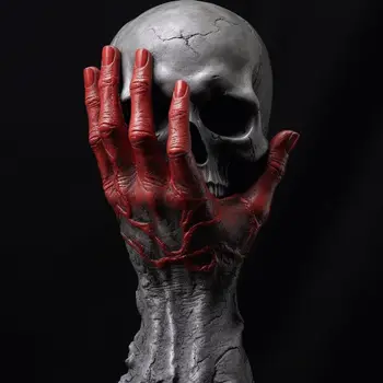 Смола, с една ръка удерживающая декоративни модели на човешки кости, Изящни статуи на открито, декорация във формата на скелет за Хелоуин, Украшение L5