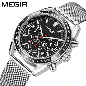Спортни мъжки часовници MEGIR, най-добрата марка за Луксозни Водоустойчив кварцов часовник С светящимся хронограф, Мъжки Relogio Masculino