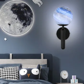 Стенен лампа Nordic Planet, Постмодернистский минималистичен Лампа за прикроватной нощни шкафчета в спалнята, коридора, хола, на Фона на лампа за украса на стени
