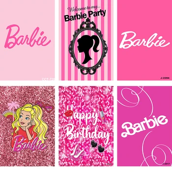 Фон за парти с Барби, Розов Фон за снимки, Обаяние Момиче, Дама, банер за Парти по случай Рожден Ден, Украса на маса за торта Декор