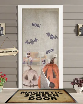 Хелоуин тиква прилеп Магнитна рамка, която да завеса Дневна спалня Домашна врата завеса с противомоскитной мрежа