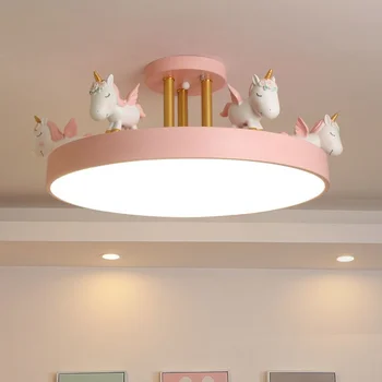 Цветни led Таван осветление Детска стая За момичета, лампа за спалня на Принцеса, за Защита на очите, Кръгла Лампа, Начало декор Лампара