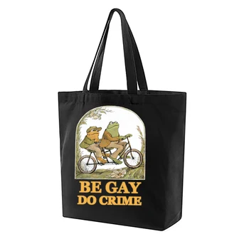 Чанта за супермаркет Wednesday Frog MILF, дамски/ мъжки чанти голям капацитет, с принтом за всеки ден, черни